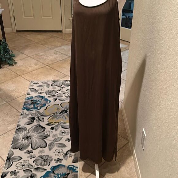 Felicite Women's M Maxi Slip Dress Solid Brown Minimalist Contemporary New - Picture 2 of 8